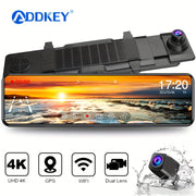 30.48cm Ikki tomonlama Dash Cam GPS bilan 4K oldi 1080P orqa OLED displey WiFi G-sensor