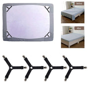 Set of 2 Adjustable Metal Bed Sheet Holders Non-Slip Clips for Sofa Covers and Tablecloths Black
