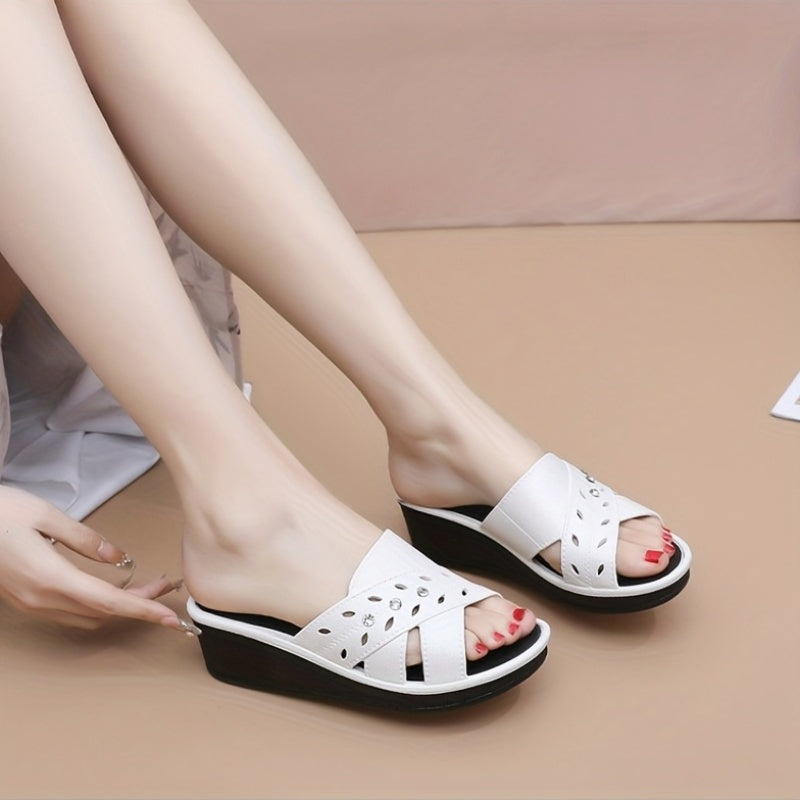 Women's Black EVA Slide Sandals Breathable Open-Toe Cushioned Slip-On