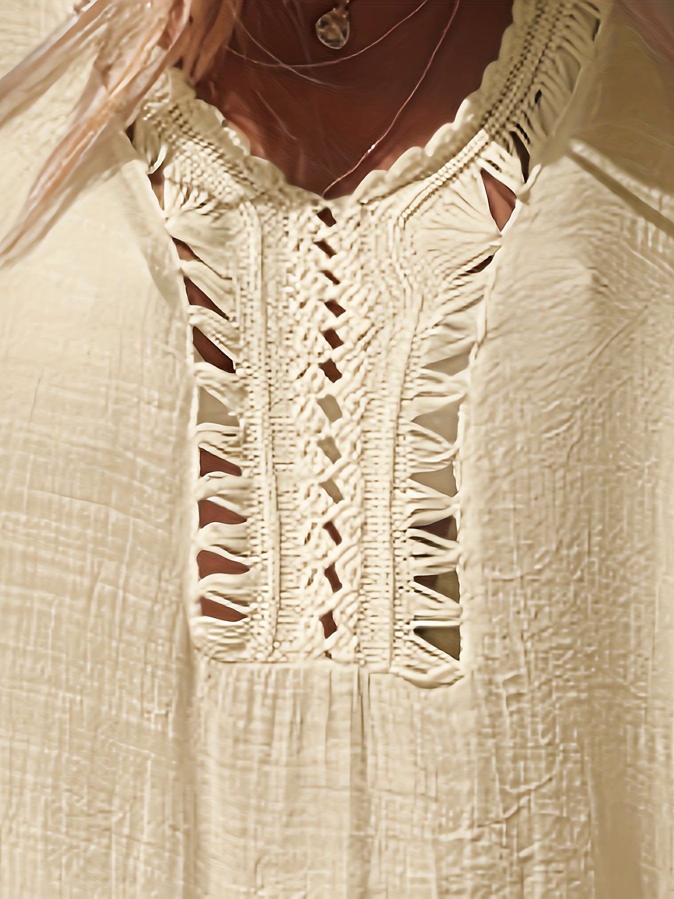 Bohemian Crochet Cover Up for Women with Batwing Sleeves and Side Split Beach Sun Protection