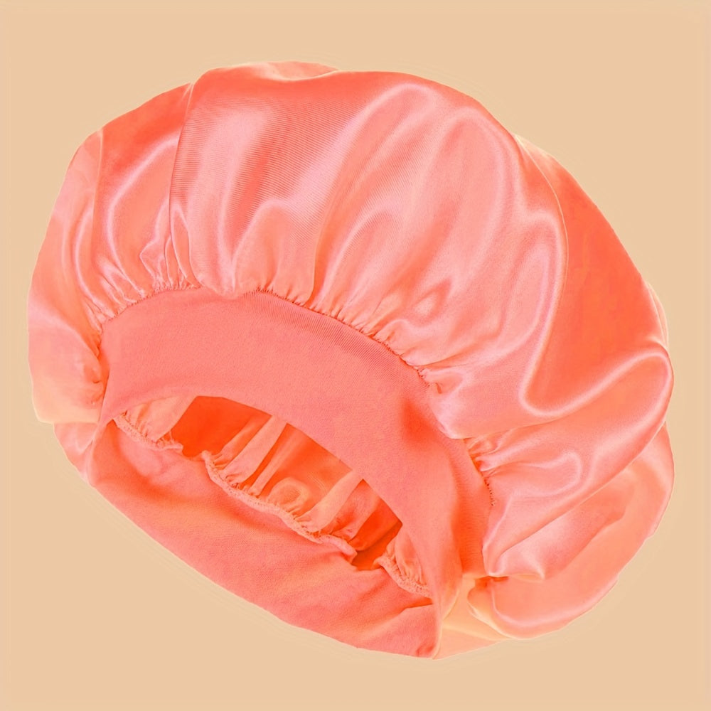 Women's Satin Sleep Cap with Wide Brim for Shower and Bed Use