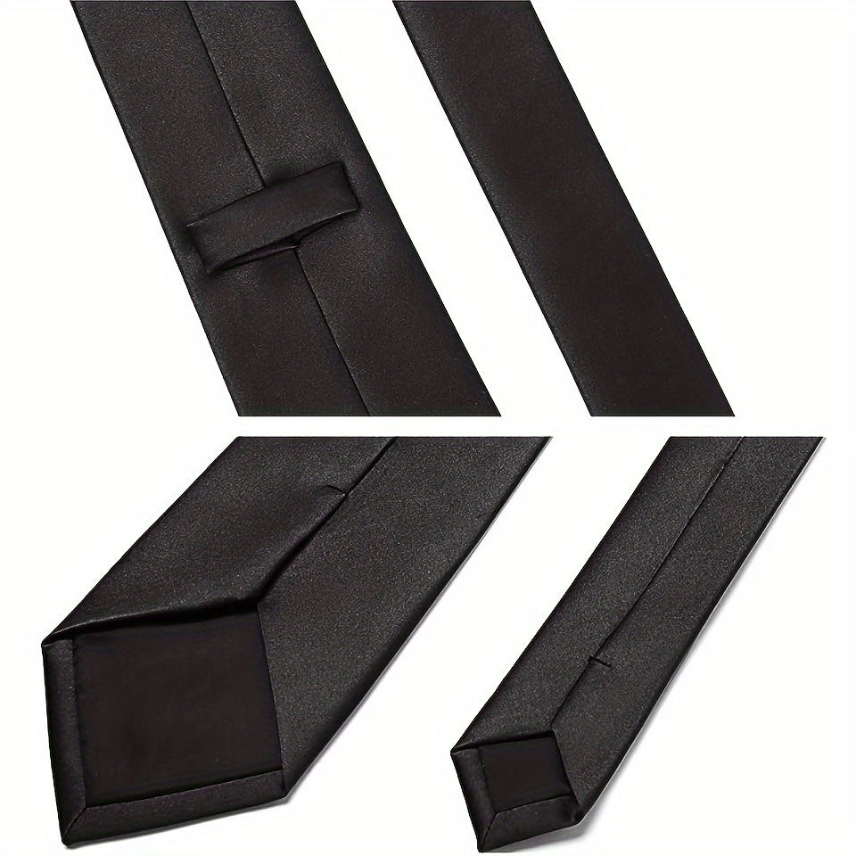 Erkaklar uchun bir rangli ipak aksessuarlar to'plami, galstuk, cho'ntak sharf, sochiq, galstuk klipi, rasmiy kiyimlar va sovg'alar uchun