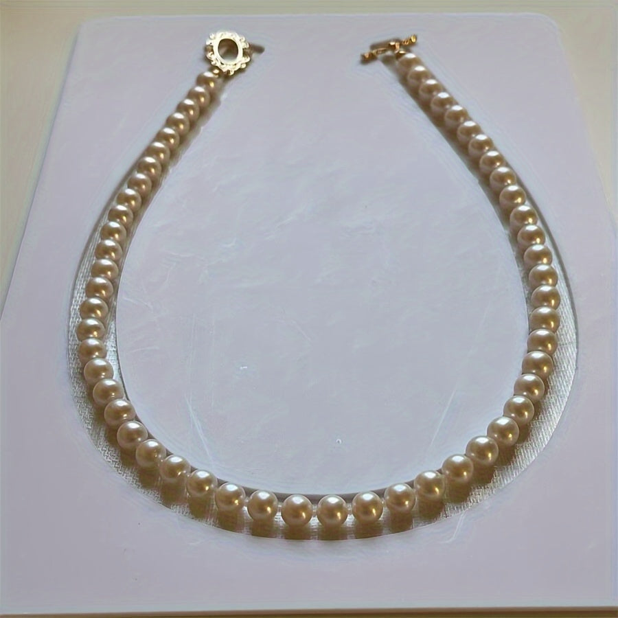 Vintage White Freshwater Pearl Necklace for Men and Women 5-6mm with OT Clasp
