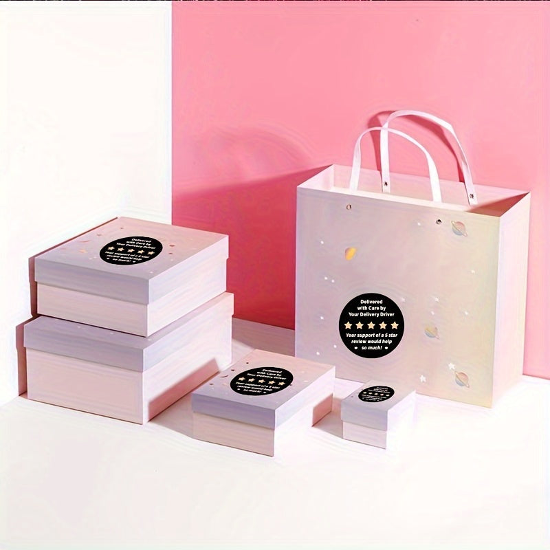 Set of 60 Black Shipping Labels for Delivery Drivers and Gift Wrapping