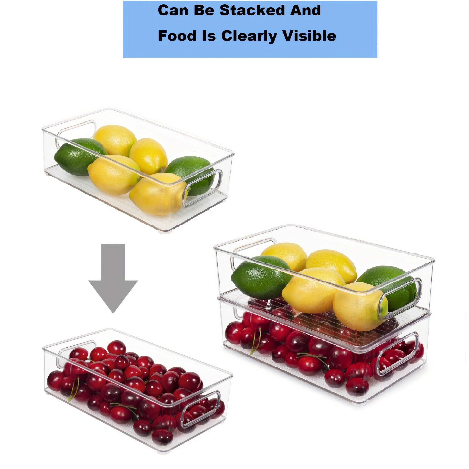 6-Piece Transparent Refrigerator Organizer Bins for Food Storage in Fridge Freezer Pantry and Kitchen Cabinets