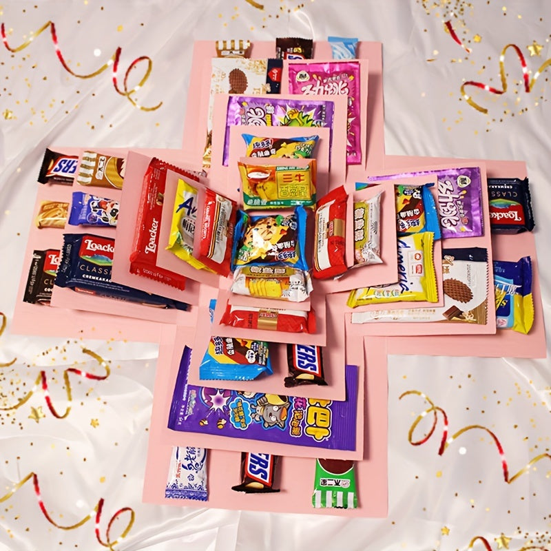 5-Tier Pop-Up Gift Box with Lid for Birthdays Weddings and Events Durable Polyester