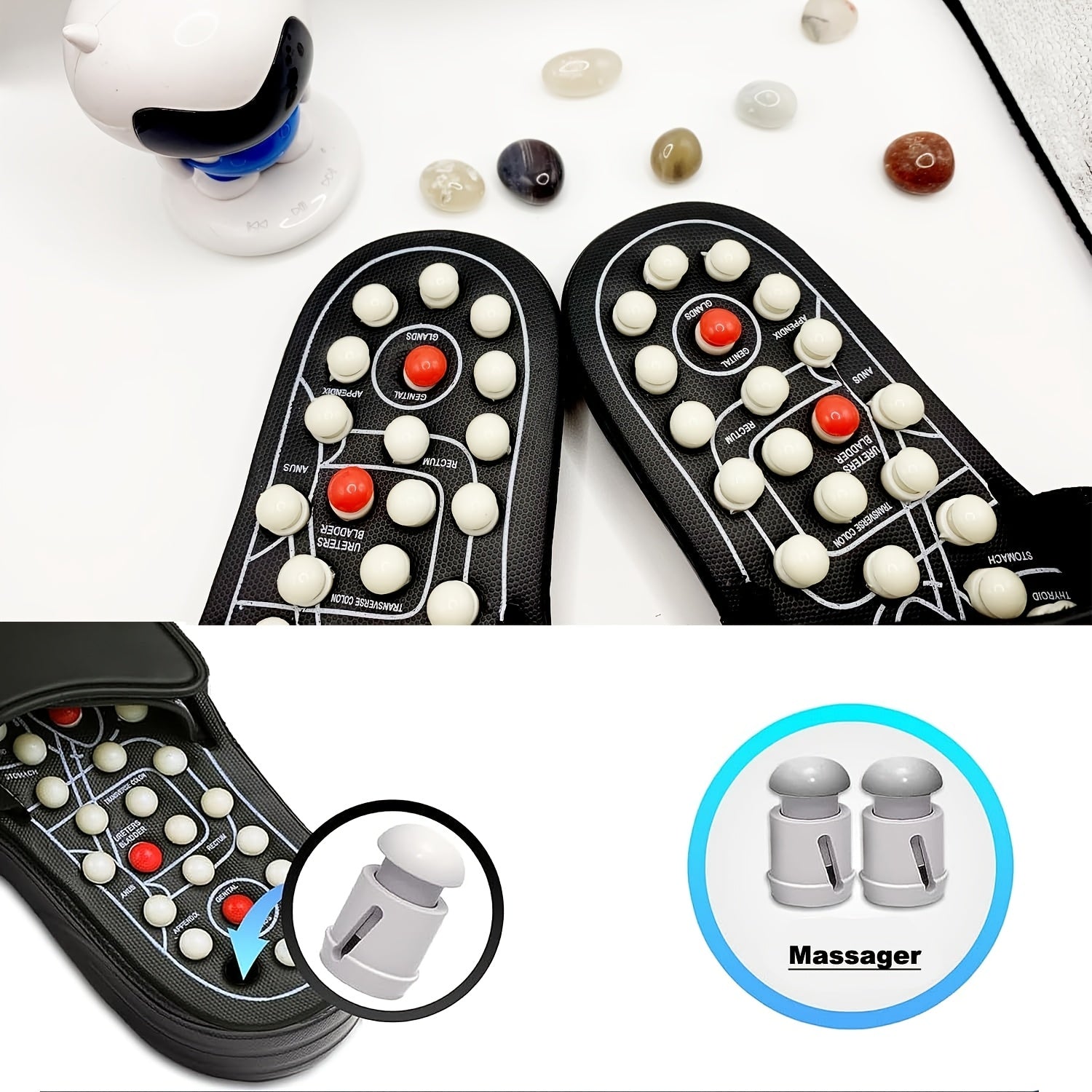 Acupressure Foot Massage Slippers Reflexology Sandals Adjustable Strap for Sore Feet and Sleep Improvement