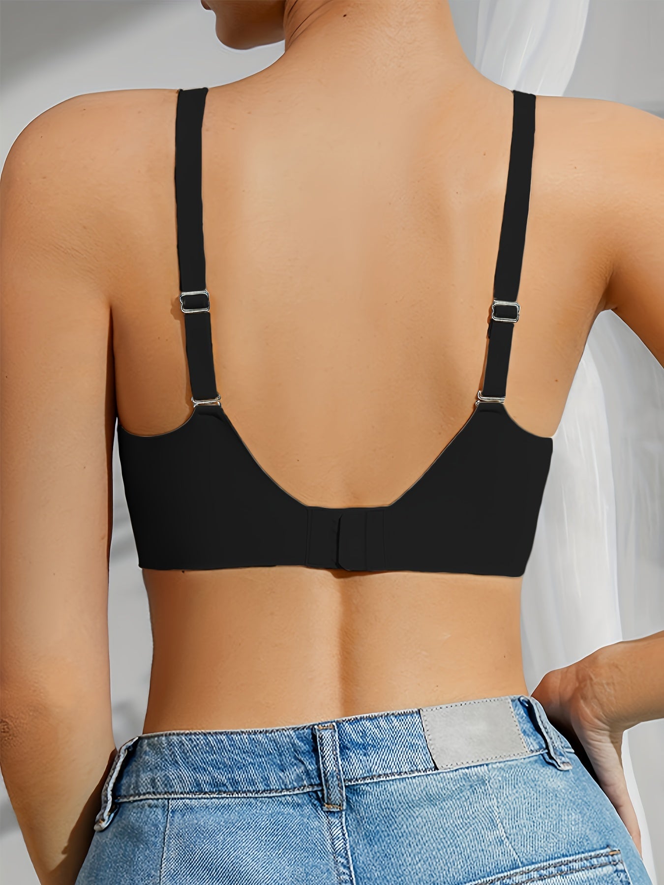 Wireless V-Neck Bra Seamless Jelly Cup Removable Padding All-Day Comfort