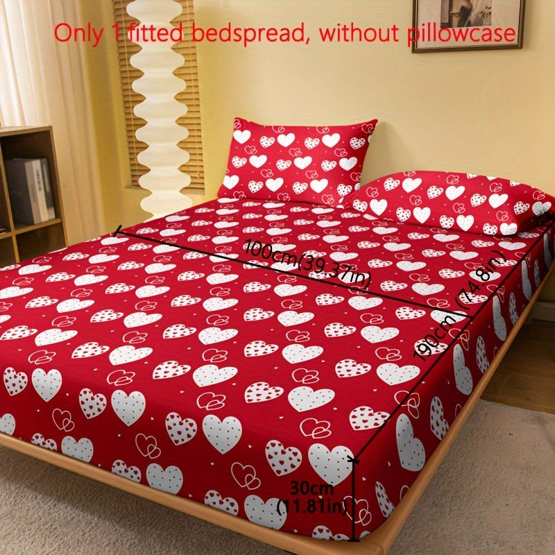 Simple Love Print Brushed Fitted Sheet Deep Pockets Soft Mattress Protector for Bedroom or Guest Room