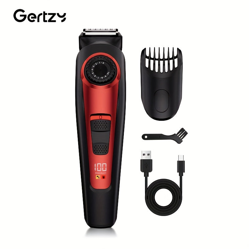 Afeitadora eléctrica para recorte de cabello y barba con peine limitador, pantalla digital de 10 velocidades, recargable por USB, regalo para el Día del Padre