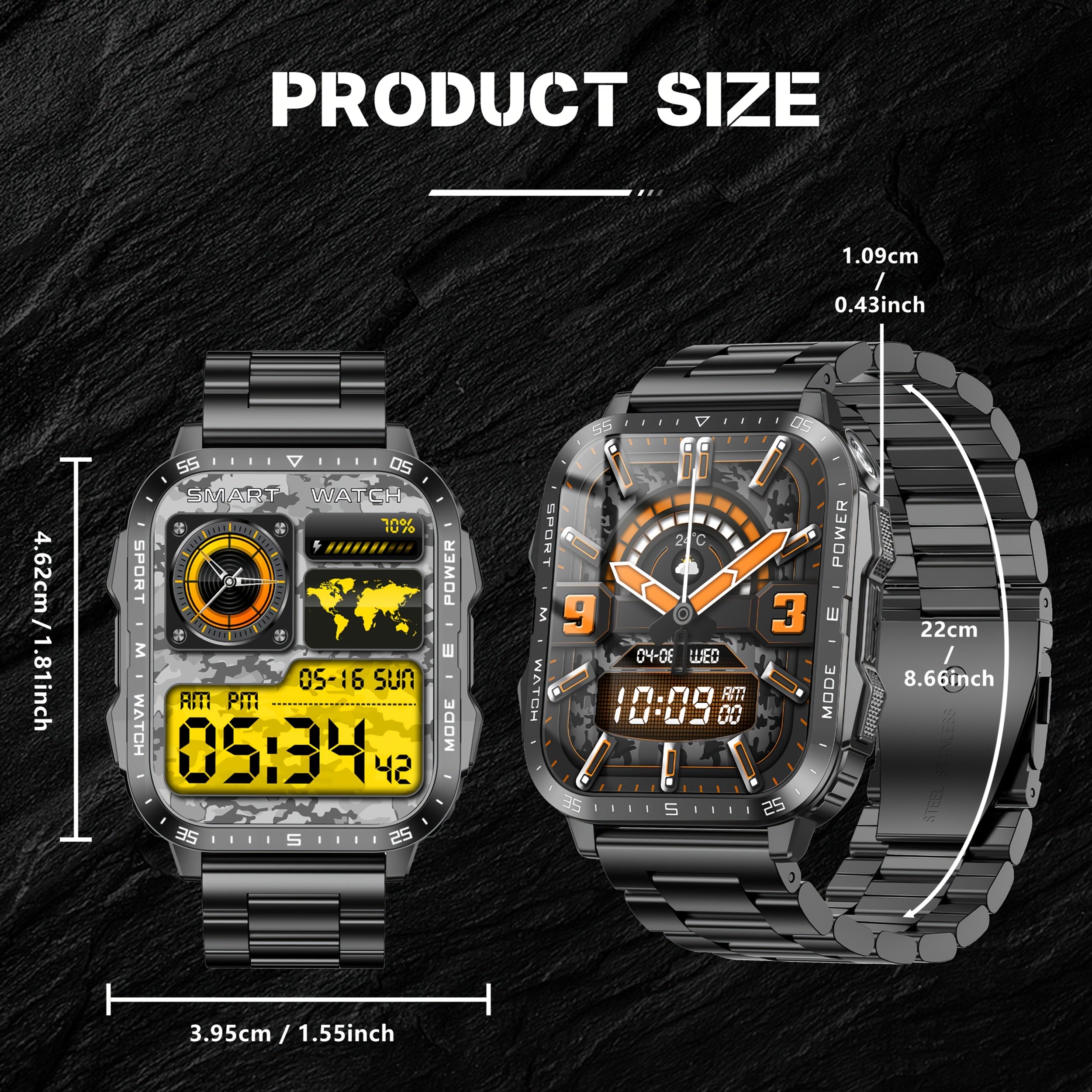 HD 4.98cm Smartwatch with 100+ Sports Modes AI Voice Assistant Sleep Monitoring Fitness Tracker for iOS Android