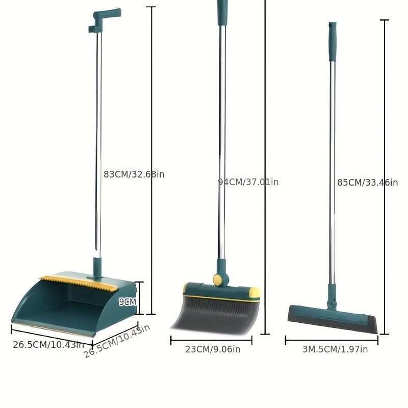 Sehrli cho'tka va axlat to'plagich to'plami - Har qanday xonada oson tozalash uchun ideal, aylanuvchi va yig'iladigan dizayn bilan | Suv skraberi bilan axloqsizlik va uy hayvonlari sochlarini osonlik bilan tozalang