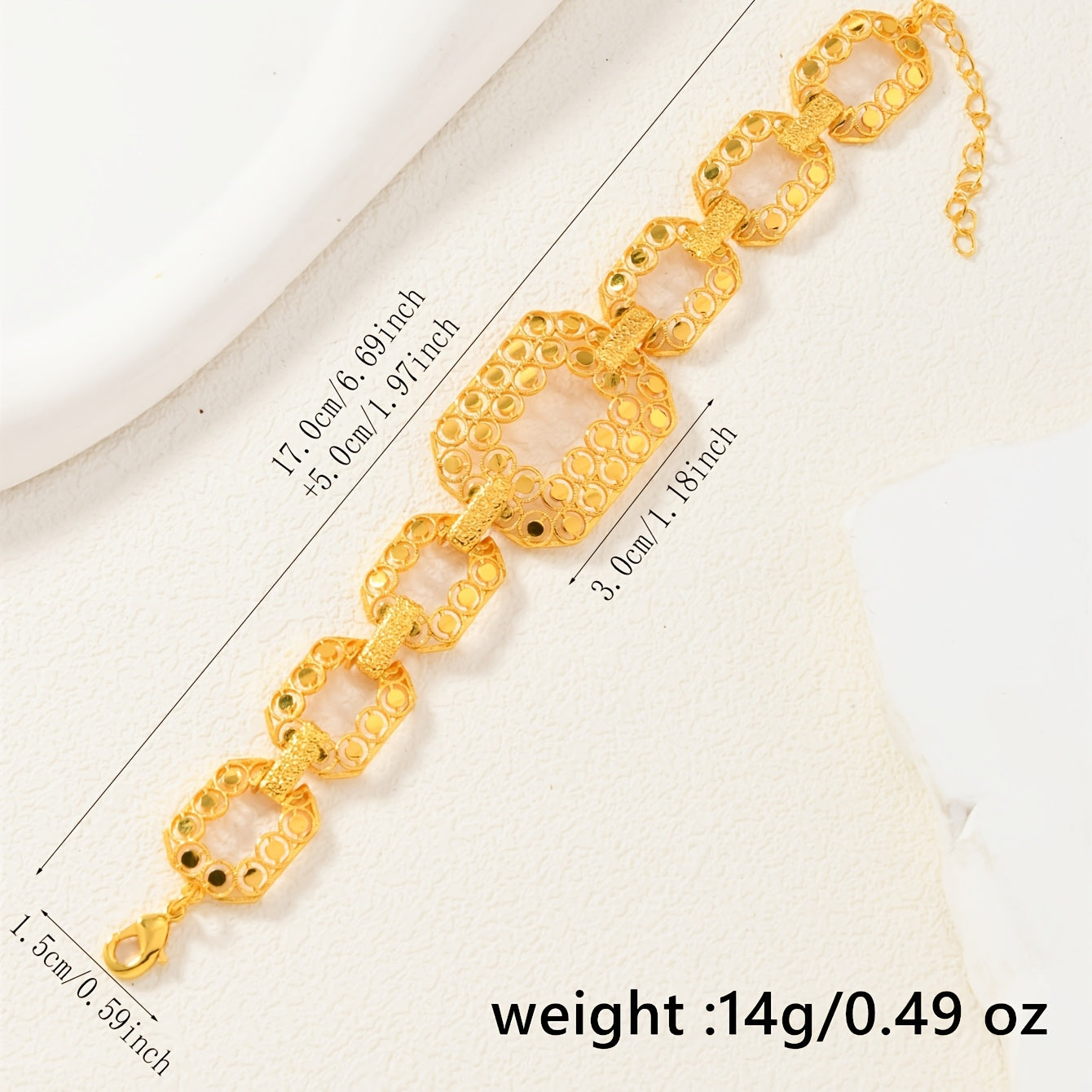 Women's Copper Gold-Plated Hollow Wide Link Bracelet for Weddings and Parties
