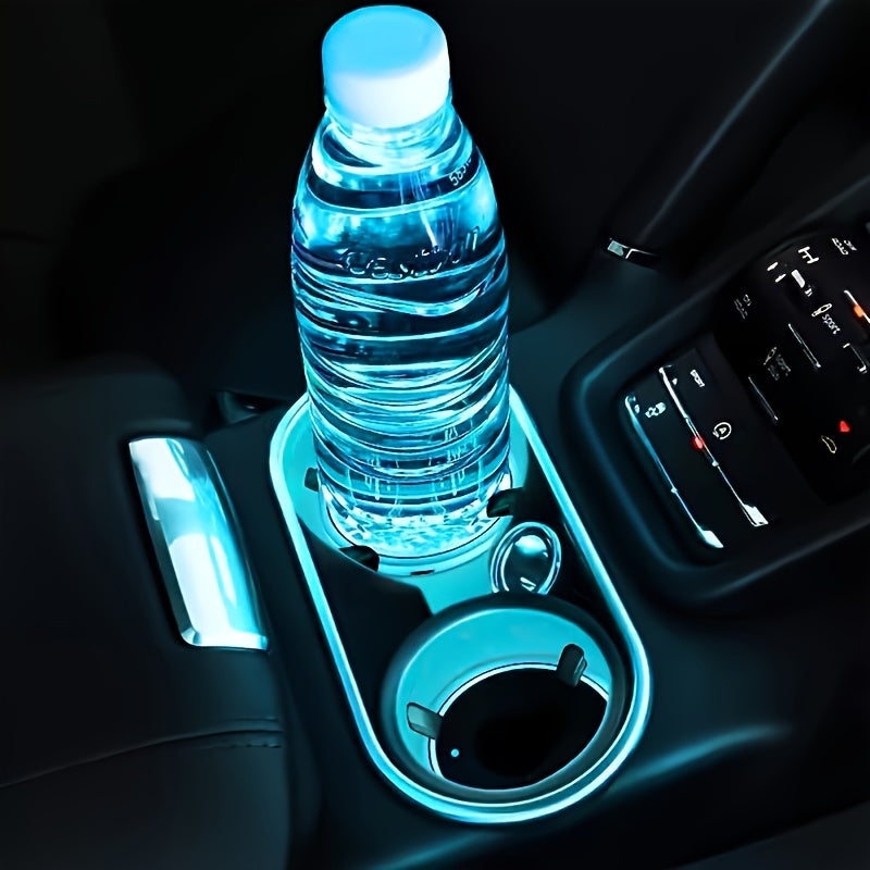 LED Car Cup Holder Neon Light Intelligent Sensing Colorful Atmosphere Light with 7 Colors