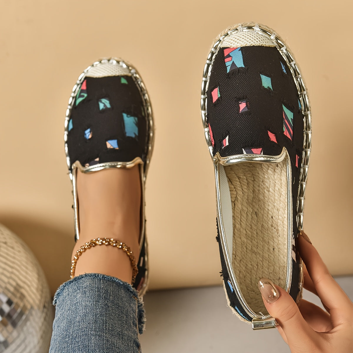 Women's Casual Woven Rope Sneakers Flat Trendy Flat Shoes