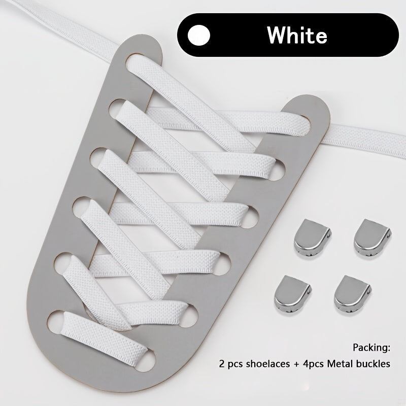 Unisex Polyester Elastic No-Tie Shoelaces for Running and Casual Shoes