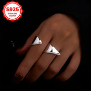 Women's Silver Ring with Irregular Geometric Synthetic Zirconia Inlay