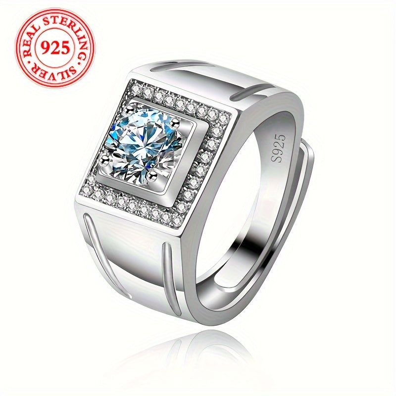 Women’s Adjustable Sterling Silver Ring with Zirconia Stone