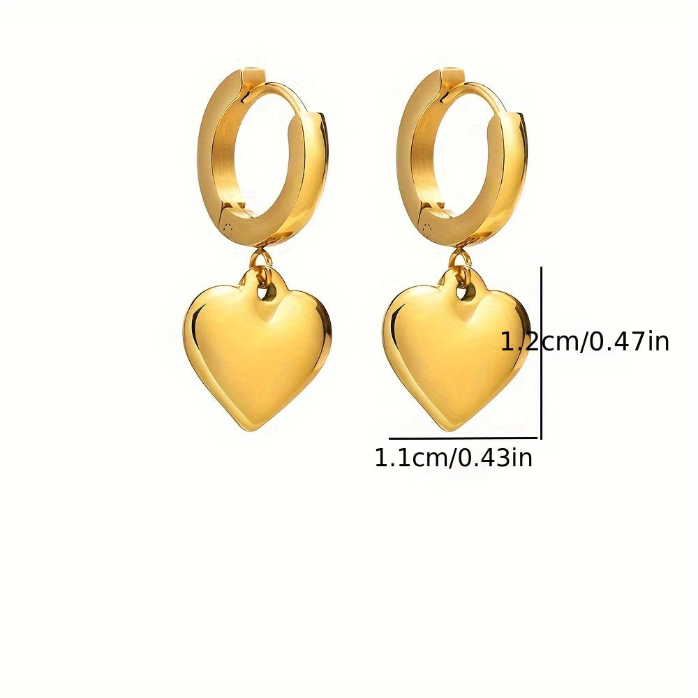 Heart-Shaped Stainless Steel Jewelry Set with Earrings Bracelet Necklace for Women
