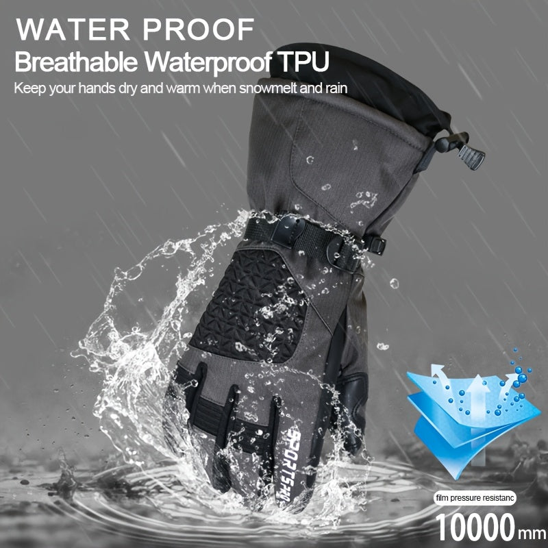 Waterproof Snowboard Gloves for Men and Women - Touchscreen Knit Fabric Warm Winter Gloves