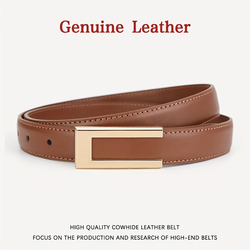 Leather Belt for Men Cowhide Formal Casual Adjustable Black Brown