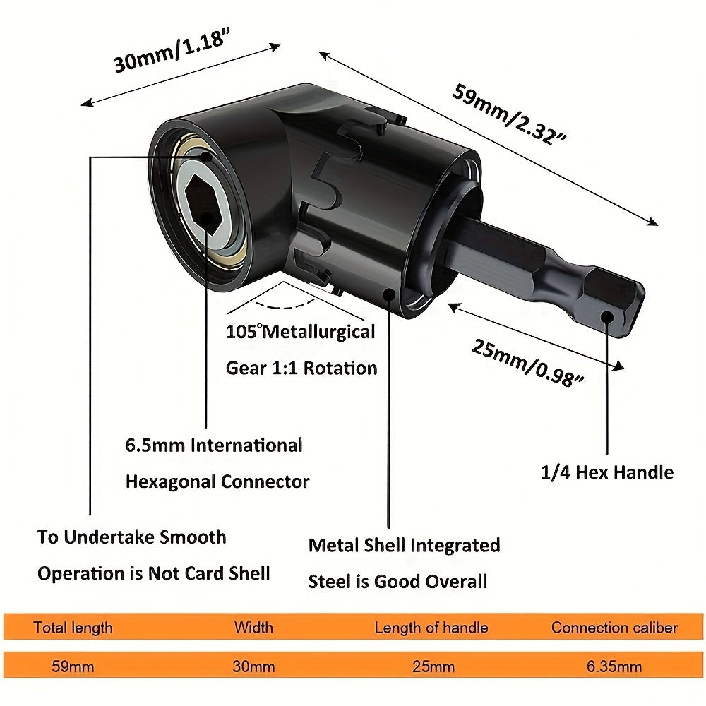 Набор удлинителей для ударных сверл 1/3/4 шт. адаптер для углового гнезда 105°