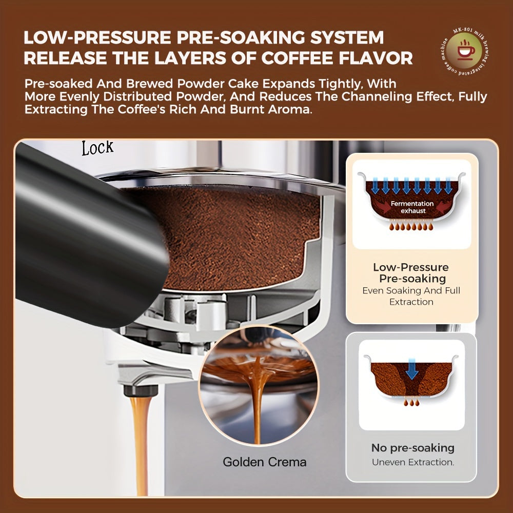 Automatic Espresso Machine with Milk Frother 20 Bar Stainless Steel 1.3L