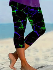 Plus Size Women's High-Waisted Leggings Tie-Dye Stretchy Breathable