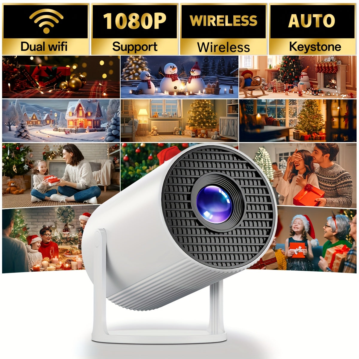  portativ 4K Android proyektor 1080P Wifi ikki tomonlama ekran kinoteatr yorqinligi