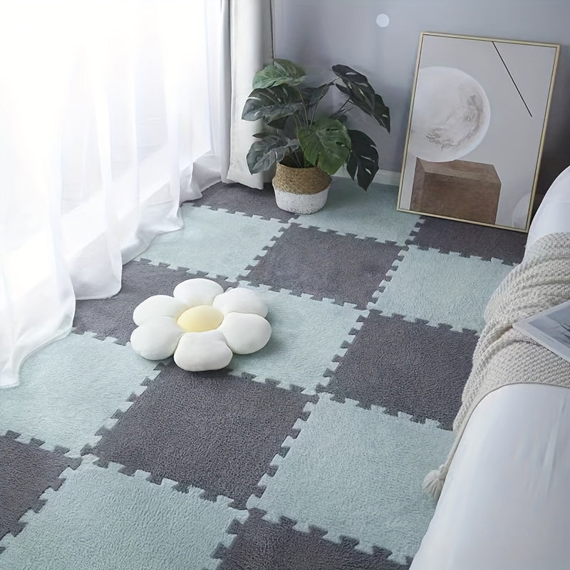 Set of 24 Interlocking Lounge Rugs for High-Traffic Areas Spring-Themed Carpets