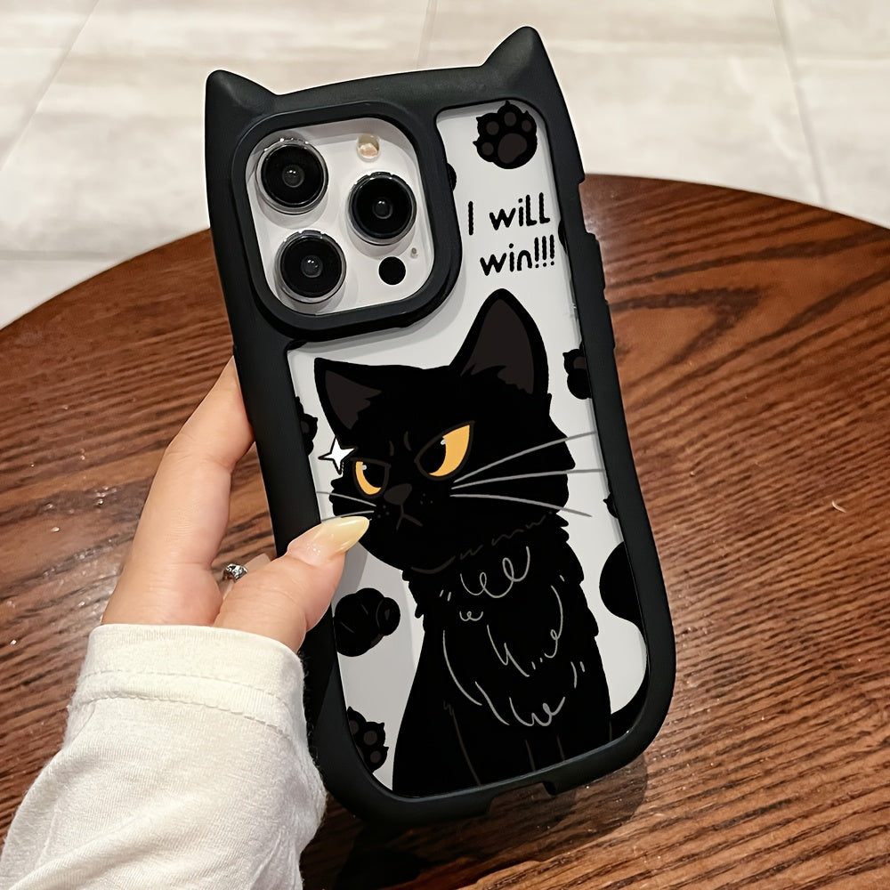 Black Cat Ears TPU Phone Case for iPhone 16 Pro Max 11 12 13 Pro Max 14 Pro Max 15