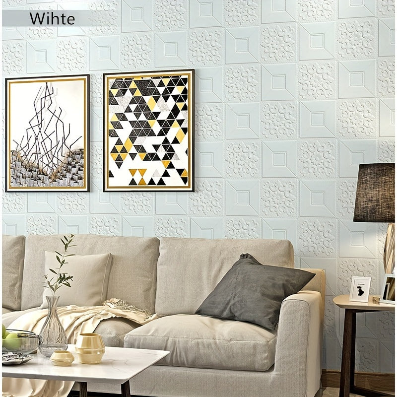 50 Pcs 3D Floral Wall Tiles Waterproof Stain-Resistant Self-Adhesive for Kitchen Bathroom Living Room