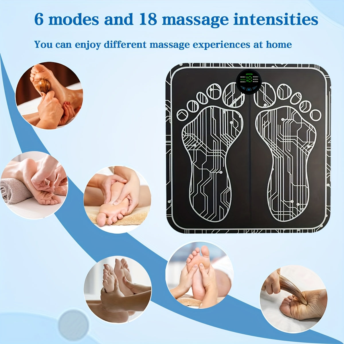 Rechargeable EMS Massage Mat with 6 Modes and Adjustable Intensity for Home Use