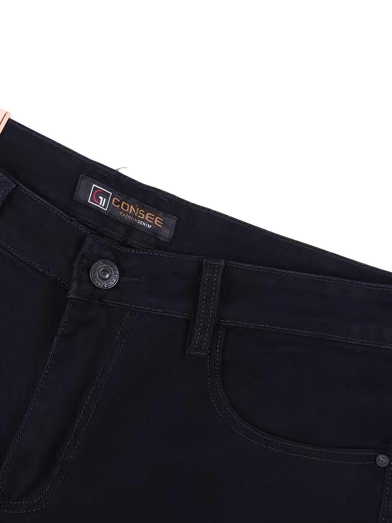 Plus Size Men's Casual Slim Fit Denim Pants All-Season Straight Leg