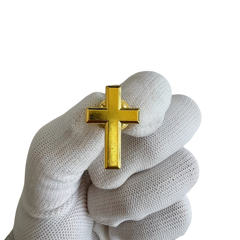 Set of 10 Small Gold Cross Brooch Pins Christian Faith Symbols for Church Attire
