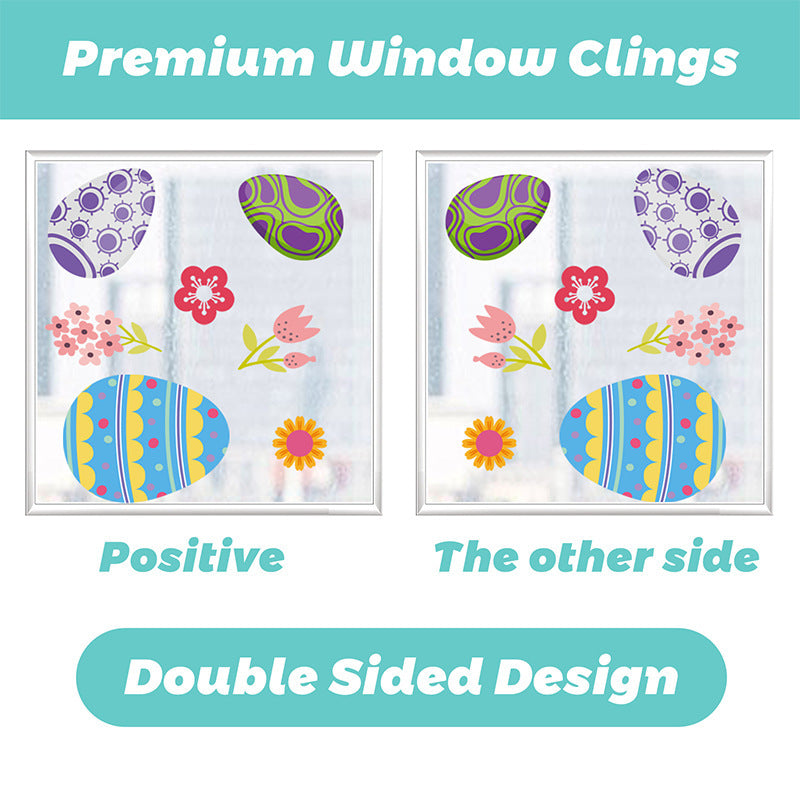 Easter Egg Window Clings 9 Sheets Battery-Free Easy to Apply Party Decor
