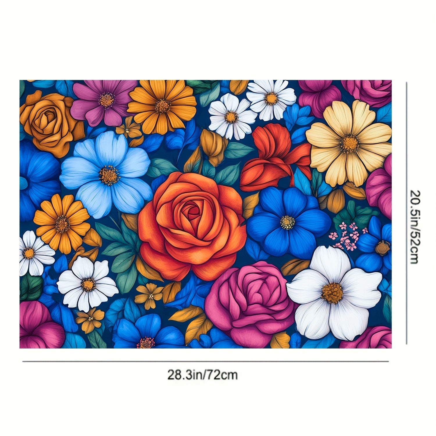Colorful Floral Rubber Stove Protector Mat 71.88cm x 52.07cm Non-Slip Heat-Resistant