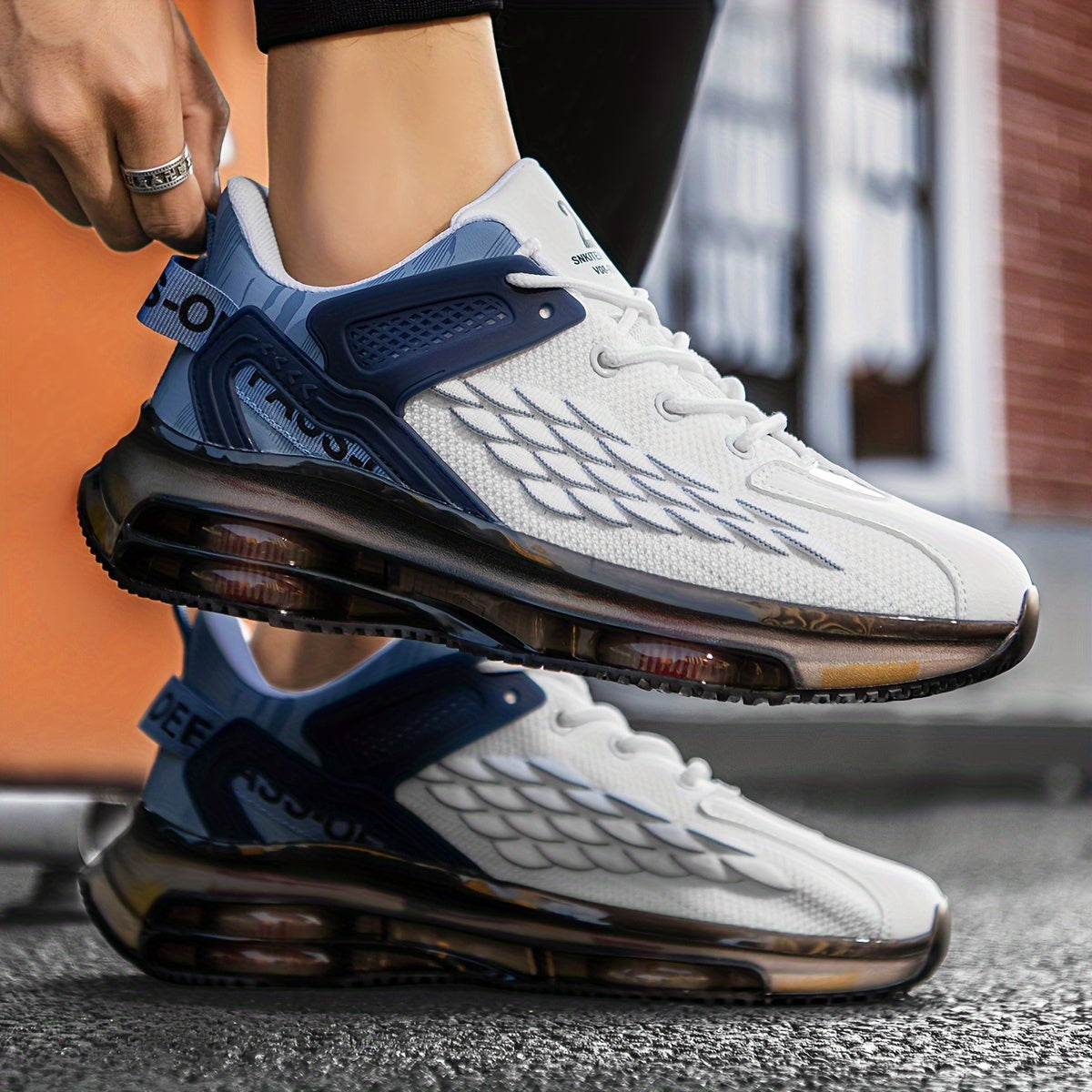 Men's Low Top Running Shoes Lace-Up Fabric Upper PVC Sole Casual Sneakers