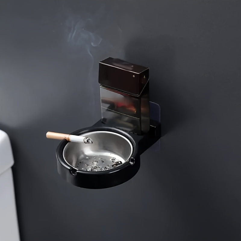 Wall-Mounted Stainless Steel Ashtray No Drill Required Durable Easy Clean