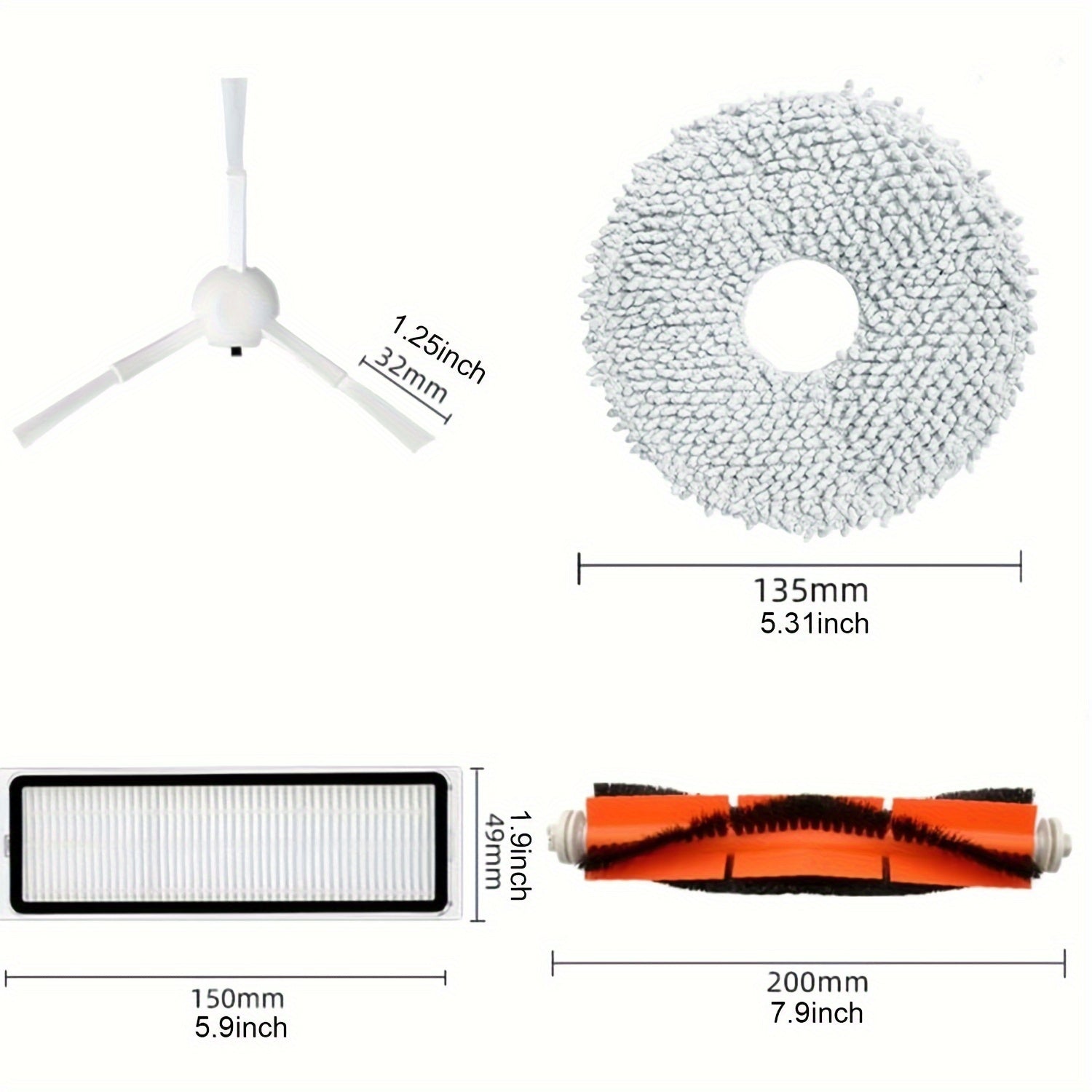 18pcs Vacuum Cleaner Accessories Set for Robot Vacuum X10 Plus Main Brush Side Brushes Filters Dust Bags Mop Cloths