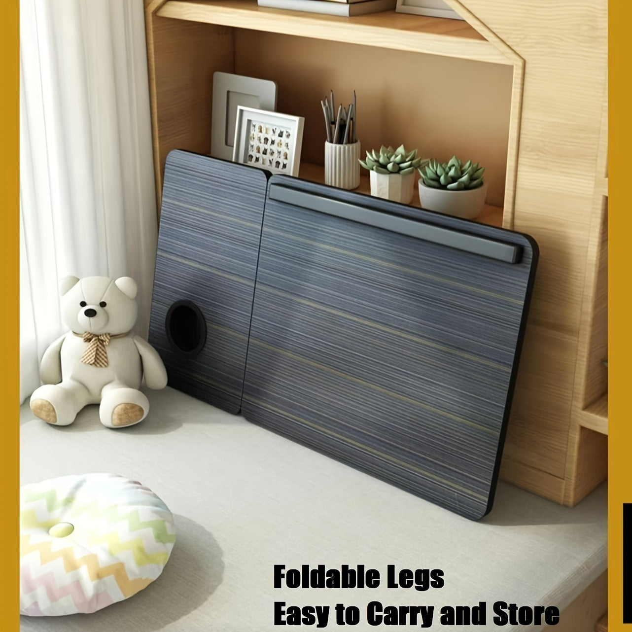 Mesa de cama para portátil plegable con portavasos, multiusos, para sofá, sofá, escritorio, bandeja para desayuno