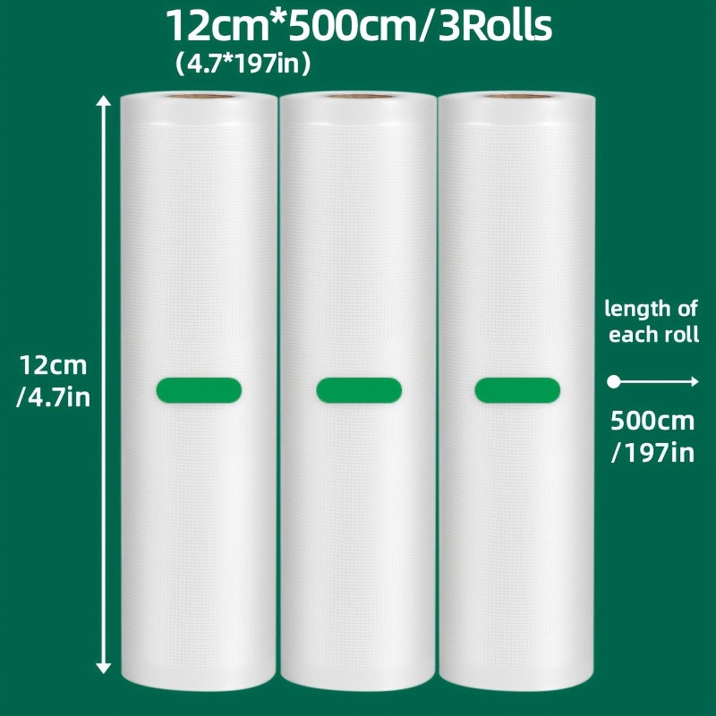 Set of Three 5-Meter Food Storage Vacuum Seal Bags BPA-Free Durable Tear-Resistant Oxidation Odor Protection