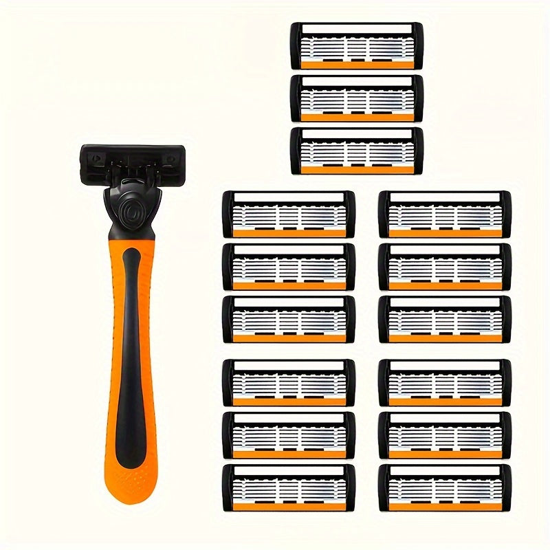 Men's Safety Razor Set with Non-Slip Metal Handle and Sharp Blades for Beard and Mustache Grooming