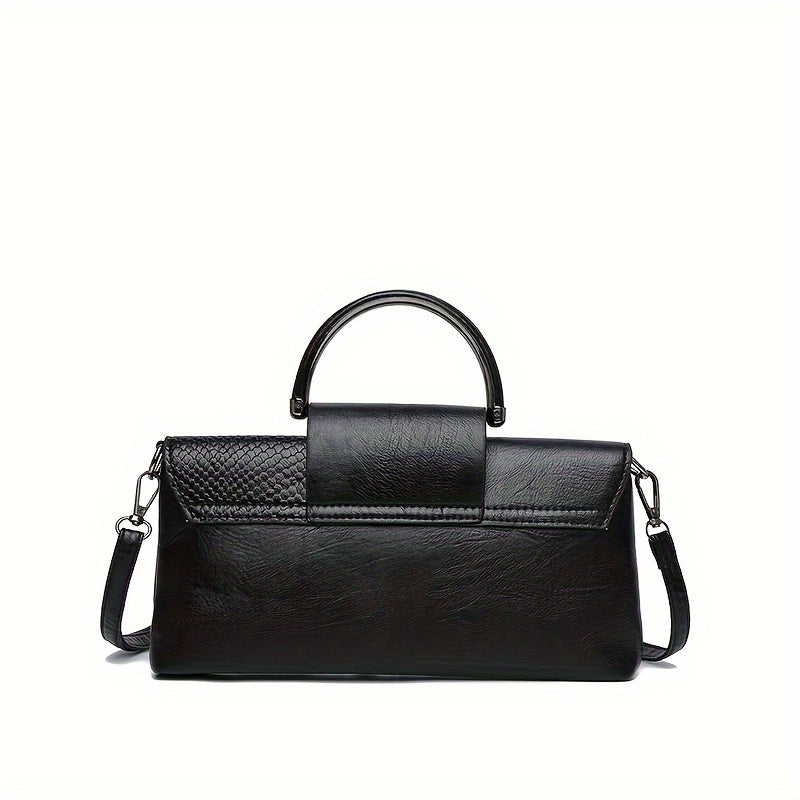 Ayollar uchun sozlanadigan kamar bilan qora va oq yılan terisi crossbody sumka