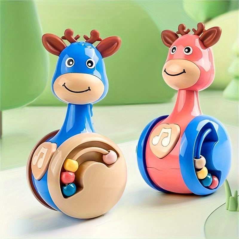 Bolalar uchun Musiqali Giraffa Tumbler O'yinchoq Interaktiv Qadam qo'yish Hamkori Ovoz va Tilla bilan