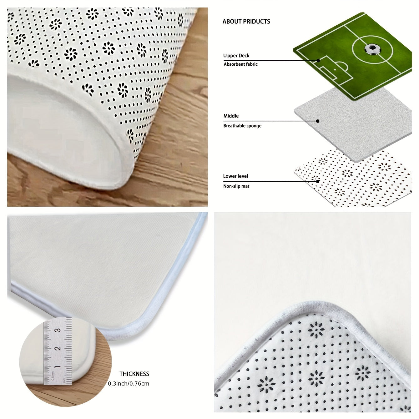 Alfombra de área con diseño de estadio de fútbol vibrante verde antideslizante y resistente a manchas