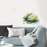 White Lotus Flower Wall Decal Self-Adhesive PVC Floral Sticker for Bathroom and Home Decor