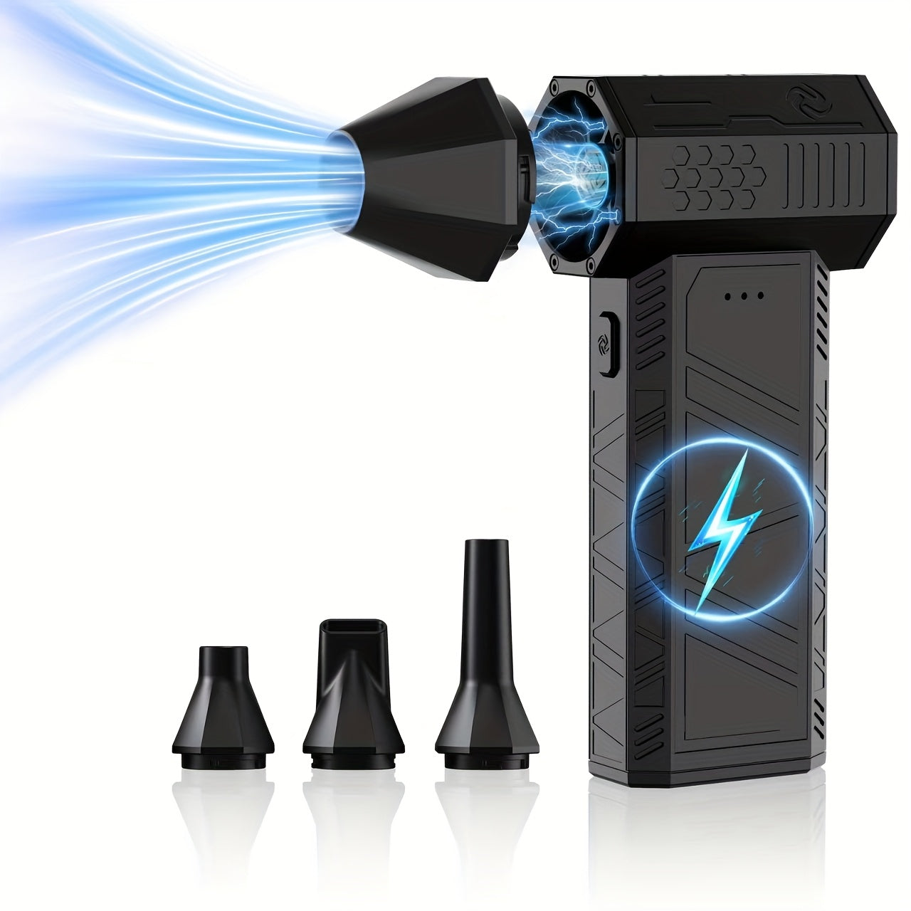 Brushless Motor bilan Super Mini Turbojet Fan, Qo'lda ushlash uchun dizayn, Type-C tez zaryadlash, Quvvat ko'rsatkichi - Avtomobil, Uy, Kompyuter, Klaviatura uchun mos, Yuqori tezlikda kuchli turbina ventilyatori, Avtomobil changi