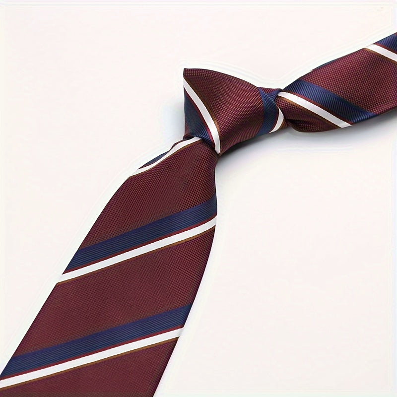 Men's Red Polyester Necktie 8cm Wide for Weddings and Business Events