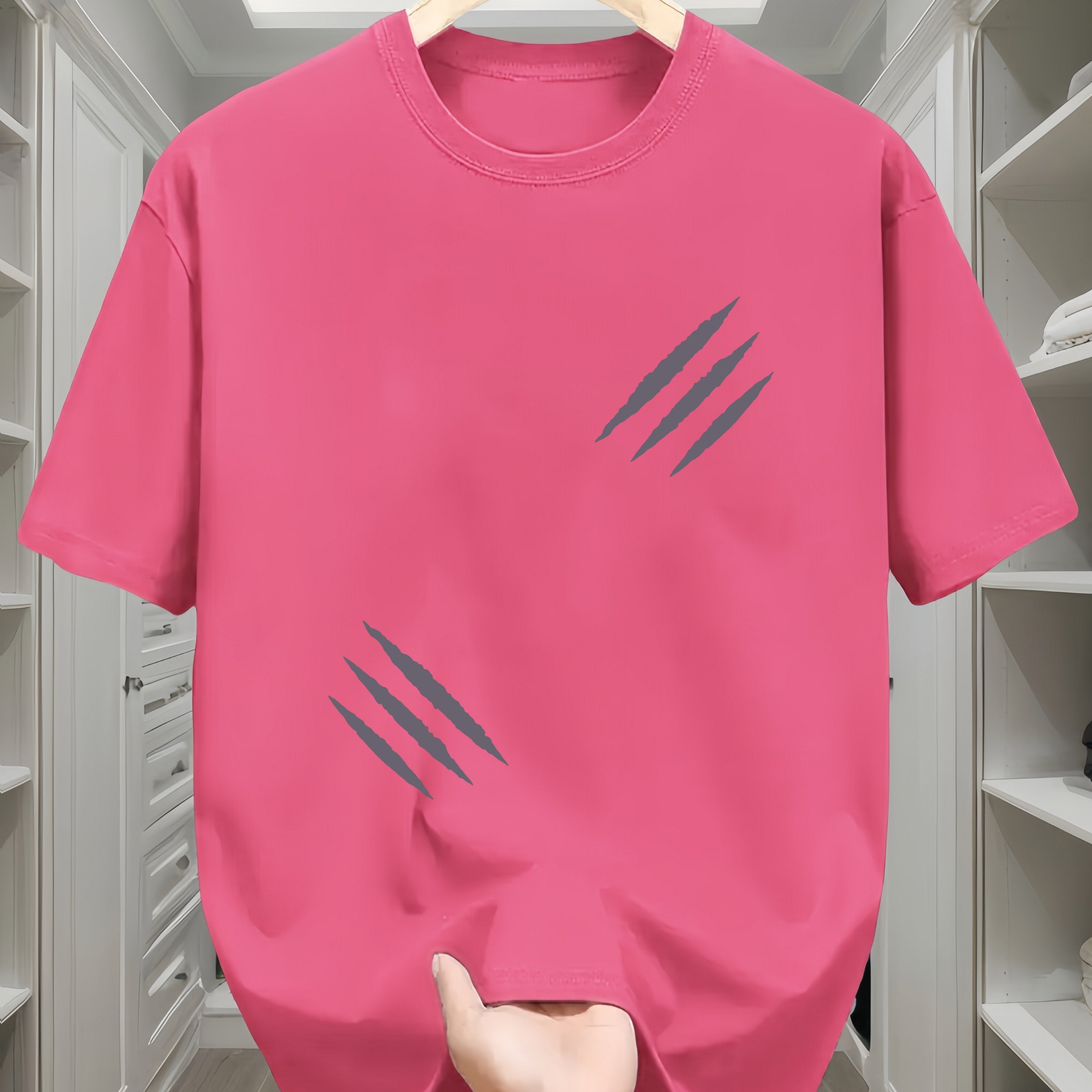 Camiseta de algodón para hombre de manga corta, cuello redondo, casual, para todas las estaciones, con patrón geométrico